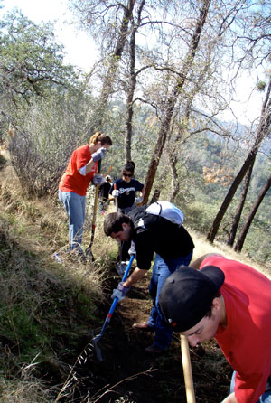 Students work on a service project in the Sierra Foothills