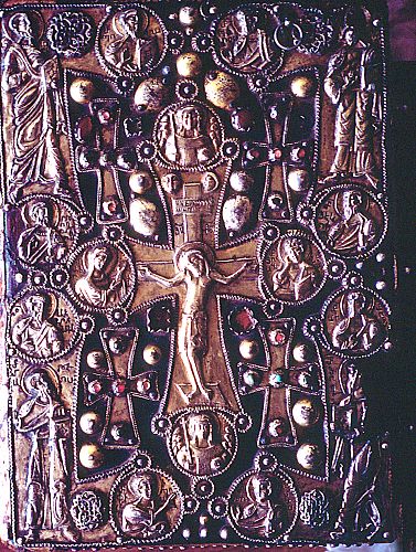 Upper cover of silver binding, 1254, Cilicia, Crucifixion, Antelias