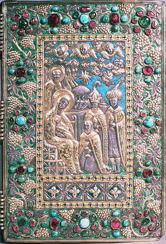 Gilded Silver and Enameled Upper Cover of Binding
