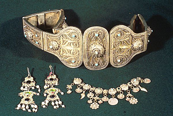 Silver Buckle, Earrings, Necklace