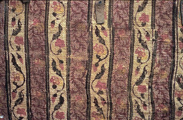 Lining of a Manuscript Binding, Stamped Cotton with Floral Stripes