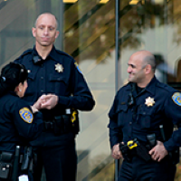 Police Officers in Front of the Library