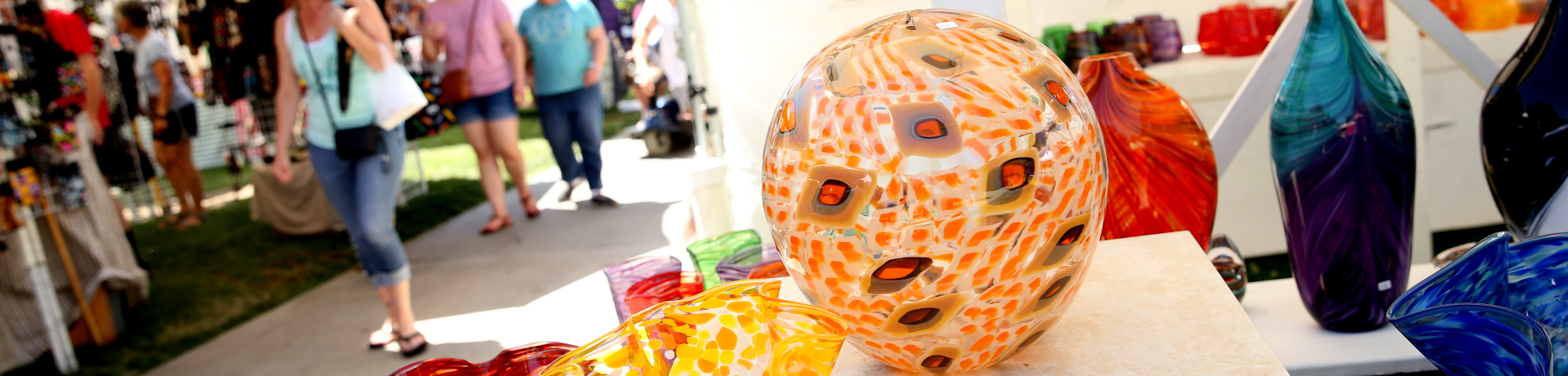 A glass artwork showcased at the Crafts Faire
