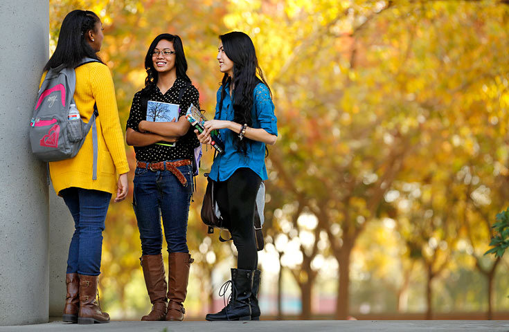 3 Students On Campus in the Fall