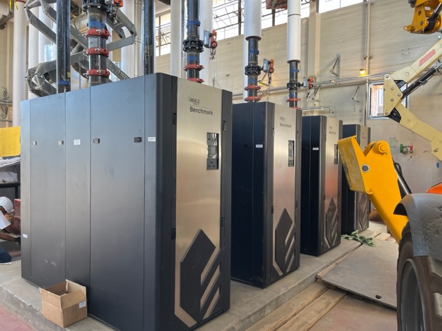 This image shows all new boilers installed in the boiler plant.