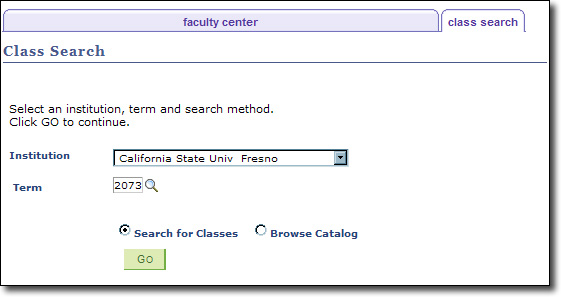 My Fresno State Class Search Select Institution And Term Image