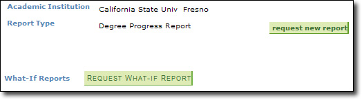 My Fresno State Request What-If Report Image