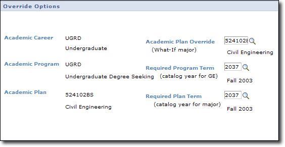 My Fresno State Override Options Image