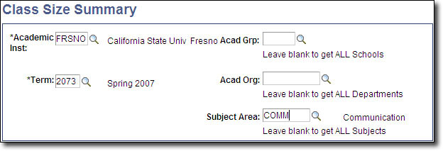 My Fresno State Class Size Summary Search Image