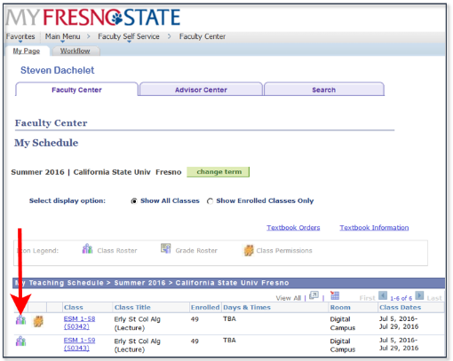 My Fresno State My Teaching Schedule Image