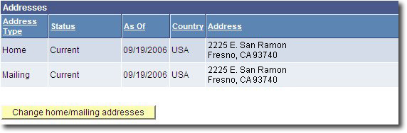 My Fresno State Change Home/Mailing Addresses Link Image