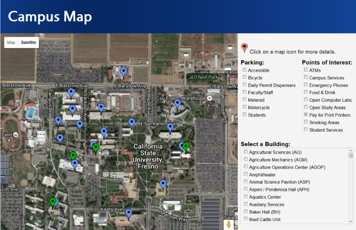 Fresno State Pay for Print Map