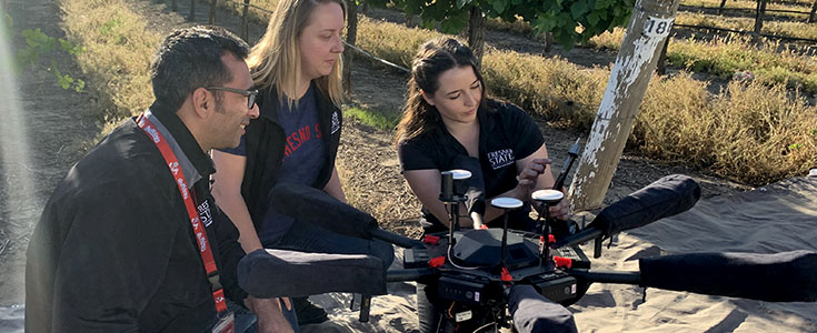Faculty & student drone-assisted research in vineyard