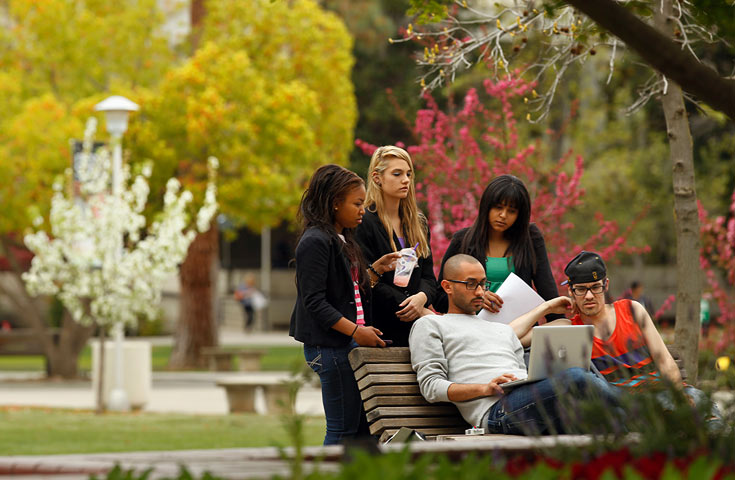 Students discussing financial aid