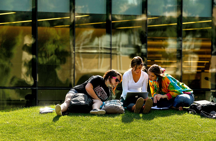 Students walking on campus